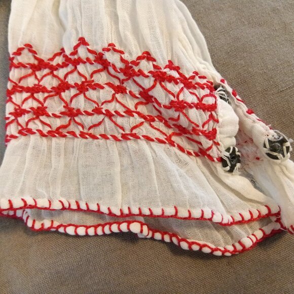 Antique Vintage 1920s Embroidered Romanian Peasant Blouse w/Waist Tie Size S/M - Picture 7 of 7